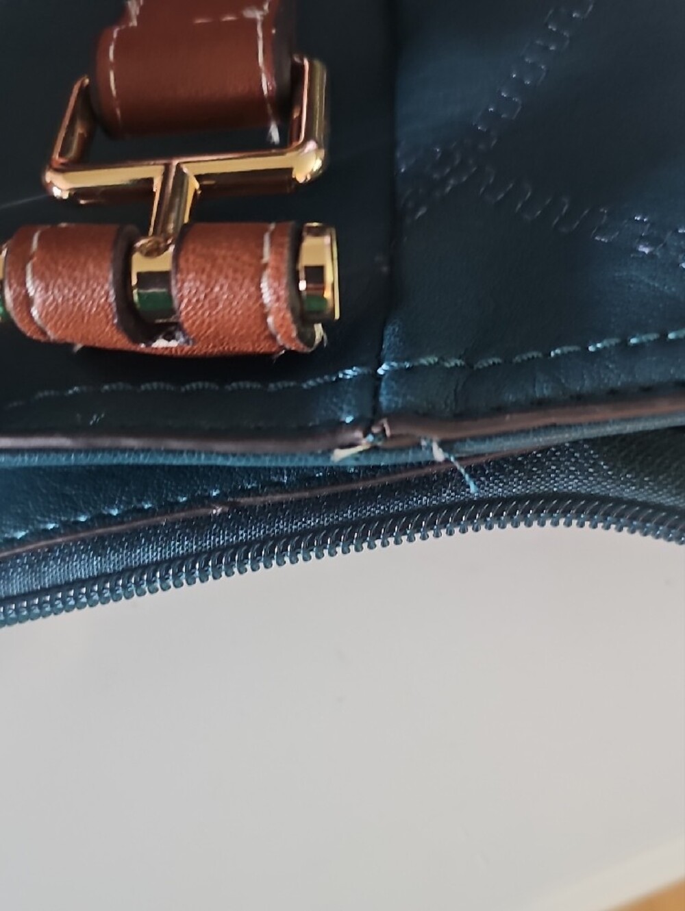 Rosetti Teal Quilted Shoulder Bag with Brown Handles - Picture 7 of 8